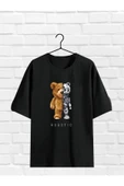 Oversize Yeni Sezon Unisex Siyah Bear Robotic Tişört thumbnail 1