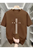 Paris dik çizgi Baskılı özel tasarım Unisex Tshirt - 1