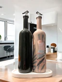 El Yapımı Dekoratif Minimalist Afro Kadın ve Geometrik Desenli Yağdanlık Seti, Sosluk, Sirkelik, Mutfak DekorMutfak - 7