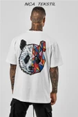 Panda Baskılı Original Ünisex Yazlık T-shirt Beyaz - 2