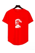 Dalga Baskılı Original Ünisex Yazlık T-shirt - 5