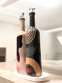 El Yapımı Dekoratif Minimalist Afro Kadın ve Geometrik Desenli Yağdanlık Seti, Sosluk, Sirkelik, Mutfak DekorMutfak - 5