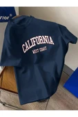 Oversize Calıfornıa Baskılı T-shirt Unisex Pamuklu Bisiklet Yaka Kısa Kollu thumbnail 7