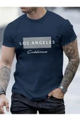 Oversize Los angeles Calıfornıa Baskılı T-shirt Unisex Pamuklu Bisiklet Yaka Kısa Kollu - 10
