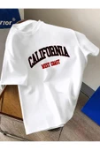 Oversize Calıfornıa Baskılı T-shirt Unisex Pamuklu Bisiklet Yaka Kısa Kollu thumbnail 1
