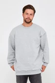 Sweatshirt Unisex Baskısız Bisiklet Yaka Oversize Sweatshirt - 3