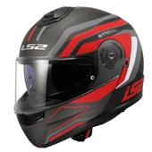LS2 STROBE 2 PHANTOM MAT TITANIUM-GRİ-KIRMIZI KASK - 1