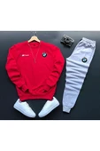 BMW Baskılı Original Ünisex Kışlık Sweatshirt ve Eşofman Altı 2 li Set Combin Takım - 1