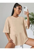 Oversize T-shirt Unisex Pamuklu Bisiklet Yaka Kısa Kollu Bebe Mavisi thumbnail 6