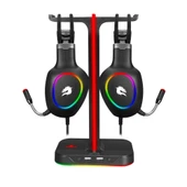GameBooster HS01 RGB Aydınlatmalı Aksesuar ve İkili Kulaklık Standı - 7