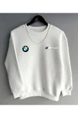 BMW Baskılı Original Ünisex kışlık Sweatshirt Beyaz - 1