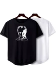 Ataürk Baskılı Original Ünisex Yazlık 2li Siyah ve Beyaz T-shirt thumbnail 1