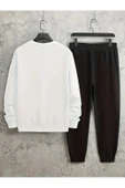 Eşofman Takımı Gezegen Baskılı  Ünisex Kışlık Sweatshirt ve Eşofman Altı 2 li Set Combin Pamuklu - 6