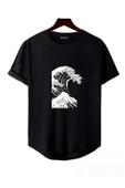 Dalga Baskılı Original Ünisex Yazlık T-shirt - 8
