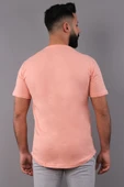 Pudra Rengi Erkek Tişört Oval Kesimli Slim Fit Tişört Standart Kesim (psokt-s) - 3