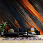 3 Boyutlu Siyah Turuncu Duvar Kağıdı thumbnail 1
