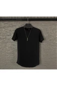 Yeni Sezon Unisex Siyah-beyaz Slim Fit Bisiklet Yaka 2'li Oval Kesimli Tişört thumbnail 2