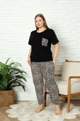 %100 Pamuk Büyük Beden 3 Parça  Kadın Pijama Takımı - 8