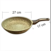 27cm Büyük Bakalit Kulp Yanmaz Yapışmaz Granit Yüzey Ağır Alaşım Döküm Tava - 4