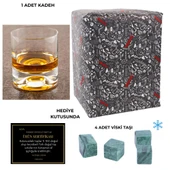 200 cc Holiday Soğuk Kesme Kalın Tabanlı Viski Bardağı Granit Taş Hediyeli - 2