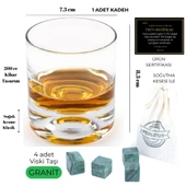 200 cc Holiday Soğuk Kesme Kalın Tabanlı Viski Bardağı Granit Taş Hediyeli - 1