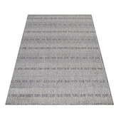 Sisal Hasır Görünümlü Çift Taraflı Tozsuz Kilim Desenli Gri Dış Mekan Halısı - 3