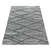 Modern Bukleli Yumuşak Kabartmalı Geometrik 3 Boyutlu Tozsuz Gri Dekoratif Halı - 3
