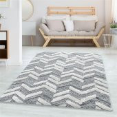 Modern Dekoratif Bukleli kabartmalı 3 boyutlu Zigzag Desenli Gri Oturma odası Salon Halısı - 1
