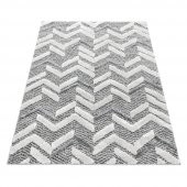 Modern Dekoratif Bukleli kabartmalı 3 boyutlu Zigzag Desenli Gri Oturma odası Salon Halısı - 3