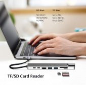 START FC-10 8-in1 USB3.1 TYPE-C=>HDMI+USB3.0+ USB3.1 TYPE-C+RJ45+SD+TF Çevirici Adaptör - 3