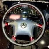 DİKİŞLİ DİREKSİYON KILIFI SİYAH DERİ KIRMIZI DİKİŞLİ MERCEDES TIR KAMYON İÇİN KIRMIZI DİKİŞLİ thumbnail 1