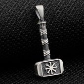 Kalın Balyoz Çekiç Tasarımlı 925 Ayar Gümüş Kolye Ucu thumbnail 1