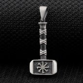 Kalın Balyoz Çekiç Tasarımlı 925 Ayar Gümüş Kolye Ucu thumbnail 2