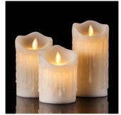 Alevli Led Mum Hareketli Alev Görünümlü Dekoratif Mum - 3lü Set - 1