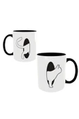 ALPŞAN TİCARET  Kedi Kupa Bardak Cat Mug Yaratıcı Bardak Siyah Beyaz Kupa - 1