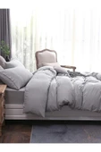 Soft Gri Çift Kişilik Çarşafı Lastikli Pamuk Nevresim Takımı - 4