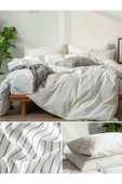 Çizgili White Striped Çocuk ve Genç Tek Kişilik Pamuk Lastikli Nevresim Takımı - 6
