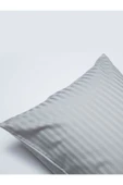Çizgili Saten 2 adet 50x70 cm Silver Gri Yastık Kılıfı - 2
