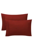 Çizgili Saten 2 adet 50x70 cm Silver Bordo Yastık Kılıfı thumbnail 2