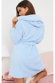 Süper Soft Açık Mavi Kapüşonlu Welsoft Sabahlık - 2