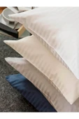 Çizgili Saten 2 adet 50x70 cm Silver Gri Yastık Kılıfı - 3