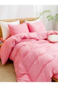 Candy Pembe Tek Kişilik Çarşafı Lastikli Pamuk Nevresim Takımı - 1