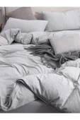 Soft Gri Çift Kişilik Çarşafı Lastikli Pamuk Nevresim Takımı - 5