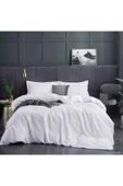 Nano Beyaz Çift Kişilik Ranforce Lastikli Pamuk Nevresim Takımı - 1
