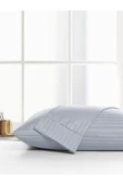 Çizgili Saten 2 adet 50x70 cm Silver Gri Yastık Kılıfı - 1