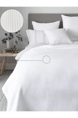 Premium Örgü Desen Ring İplik %100 Pamuk Beyaz Çift Kişilik Pike - 1