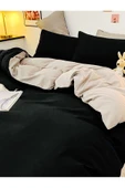 Tek Kişilik Lastikli Çarşaflı Nevresim Takımı | Kahve - Siyah - 2