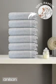 6'lı Gri Jelena El Havlusu - 50x90 Cm, 225 Gr, %100 Pamuk, Spa Ve Otel Havlusu, Günlük Kullanıma Uygun - 1