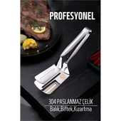 ModaCar Spatulalı Maşa Biftek Balık Maşası 304 Paslanmaz Çelik - 1