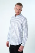 İntersivin Rahat Kalıp Çizgi Detaylı %100 Pamuk Erkek Gömlek thumbnail 5